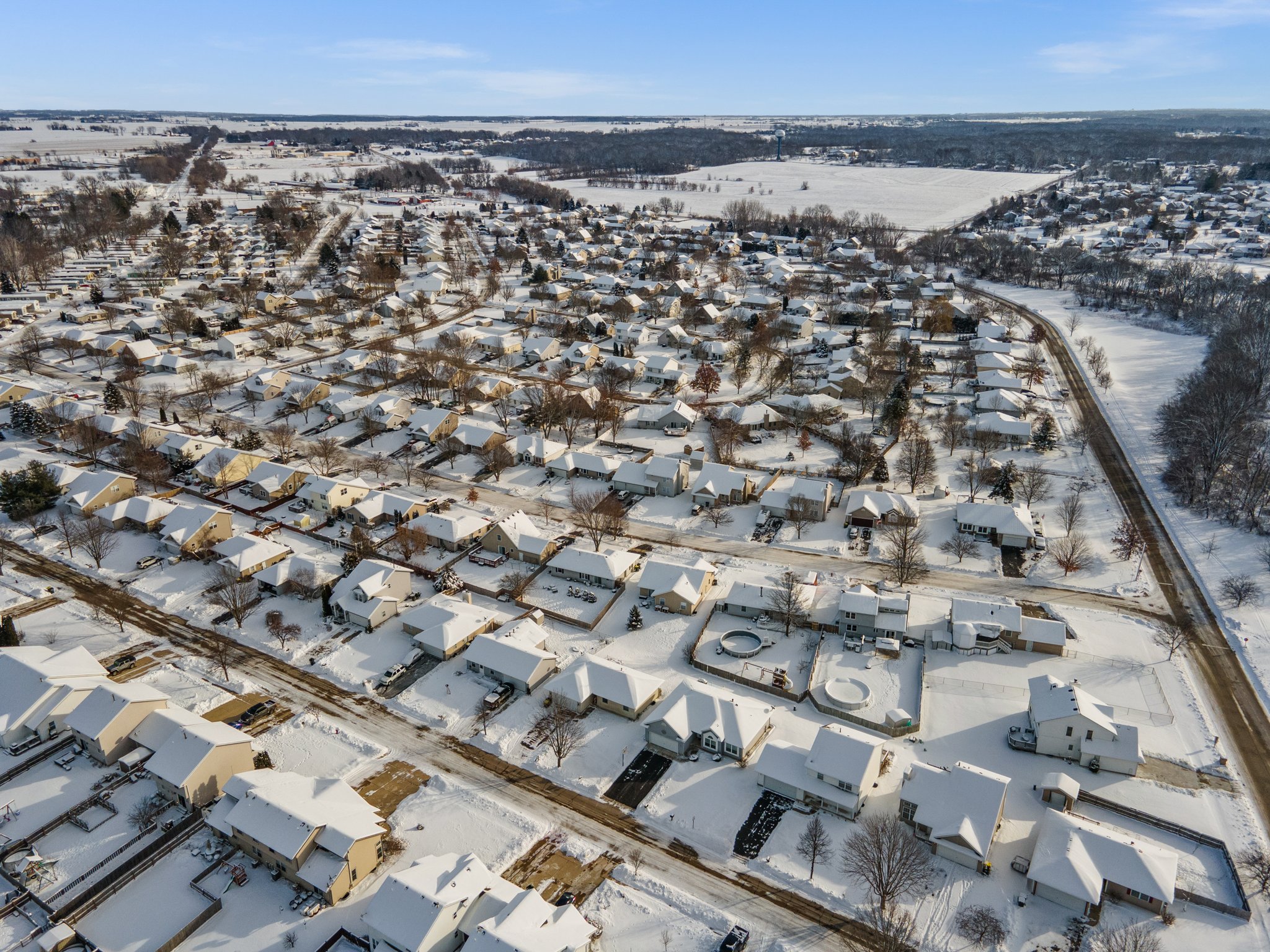Aerial view of 723 Tyler St in Genoa, Illinois