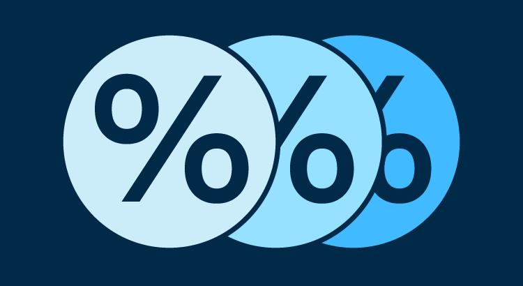 Graphic of percent signs against a blue background