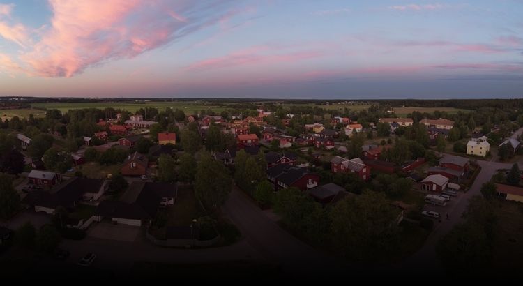 Aerial photo of a neighborhood of houses