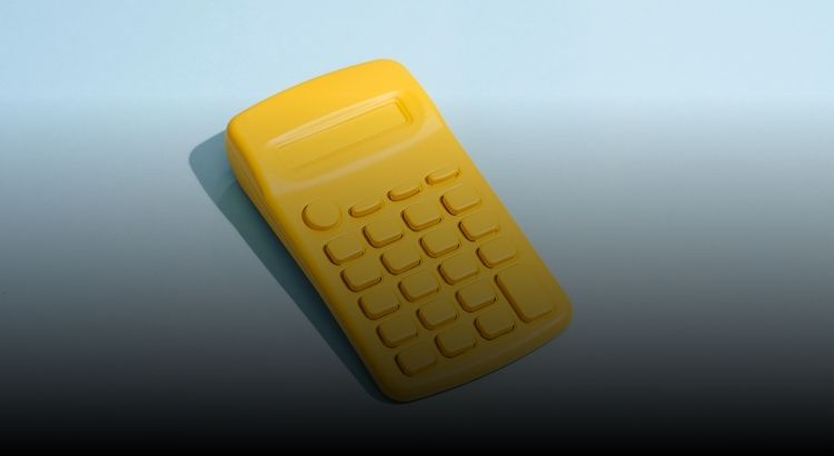 Graphic of a yellow calculator against a blue background
