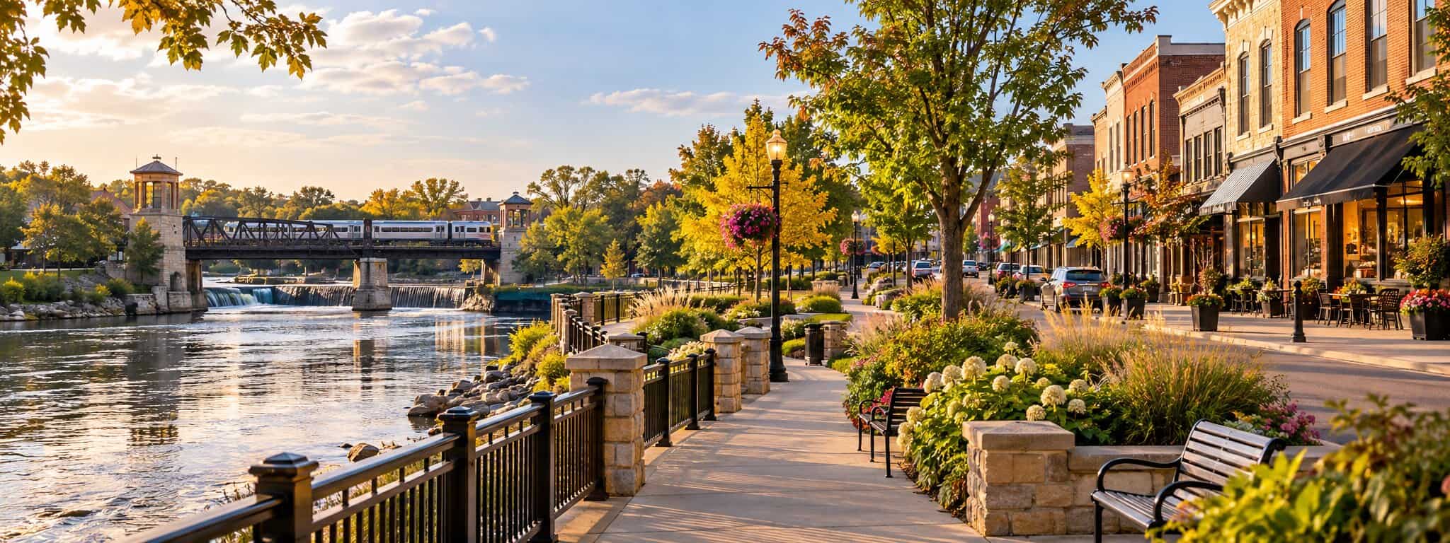 Geneva IL downtown and Fox River highlighting lifestyle for buyers moving to Geneva in 2027